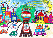 一等奖：张琰博（6岁）作品名称：《神奇的月光能树》