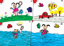 三等奖 ：王虹雨（6岁）作品名称：《迷你手镯游泳圈》